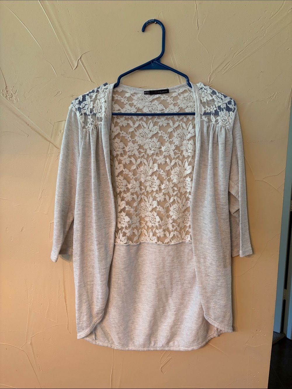 Maurice’s Tan Lace-Back Open Cardigan - Women Sweater